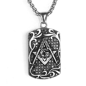 Master Mason Blue Lodge Necklace - Metal Square and Compass G Pendant (Gold & Silver)