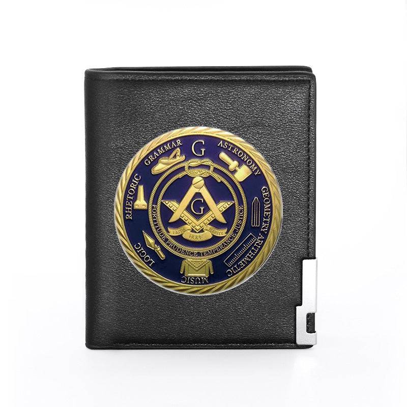 Master Mason Blue Lodge Wallet - Round Design Square & Compass G