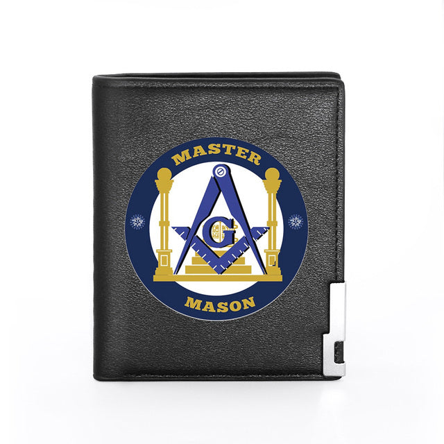 Master Mason Blue Lodge Wallet - PU Leather Vintage Square and Compass G & Credit Card Holder (26 variants) - Bricks Masons