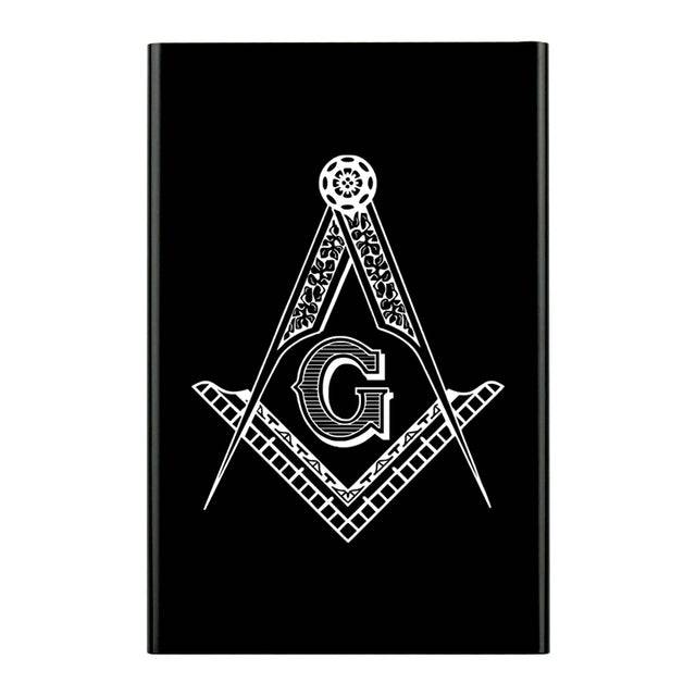 Master Mason Blue Lodge Cigarette Case - Square and Compass G Automatic Sliding Metal