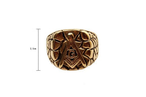 Master Mason Blue Lodge Ring - Punk Carved Plated Gold