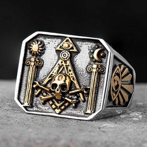 Widows Sons Ring - Gothic Skull and Bones Moon Sun