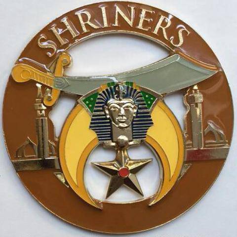 Shriners Car Emblem - Minarets Light Brown Medallion - Bricks Masons