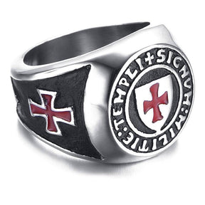 Knights Templar Commandery Ring - Templi Signum Militie Silver