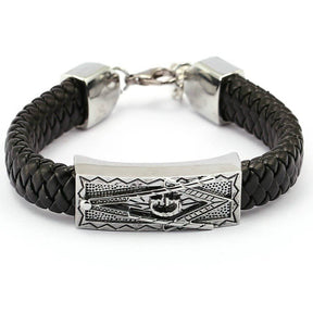 Master Mason Blue Lodge Bracelet - Silver Plated Leather Bracelet