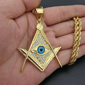 Master Mason Blue Lodge Necklace - Gold Stainless Steel