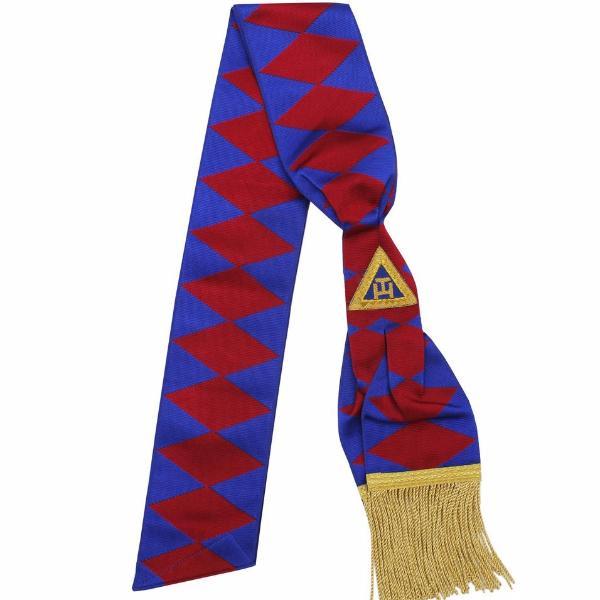 Provincial Officers Royal Arch English Sash - Gold Fringe & Hand Embroided Triple Tau - Bricks Masons