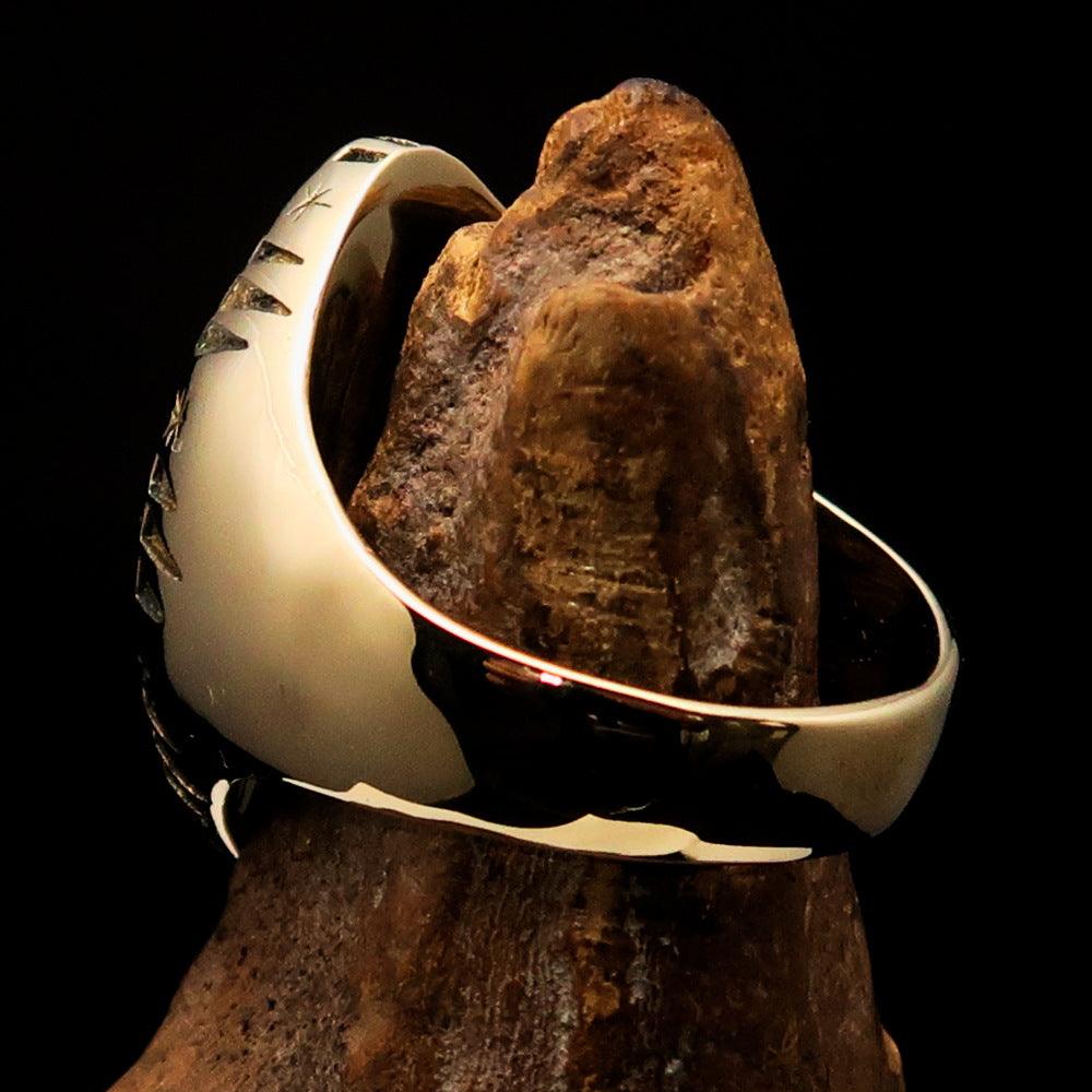 Red Cross Of Constantine Ring - Gold & Blue Chi Rho Christogram Brass - Bricks Masons