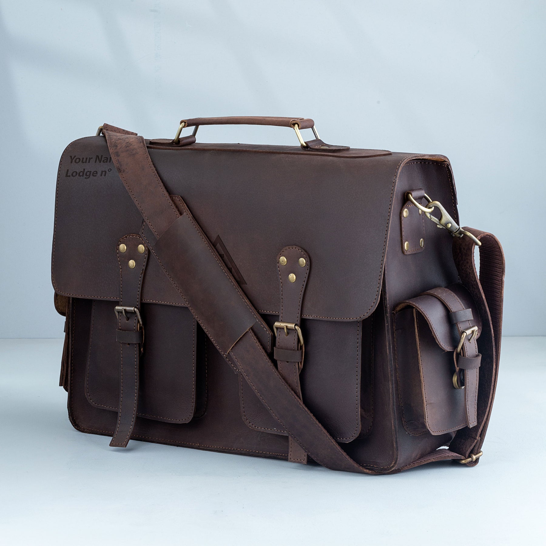 Royal Arch Chapter Briefcase - Handmade Leather - Bricks Masons