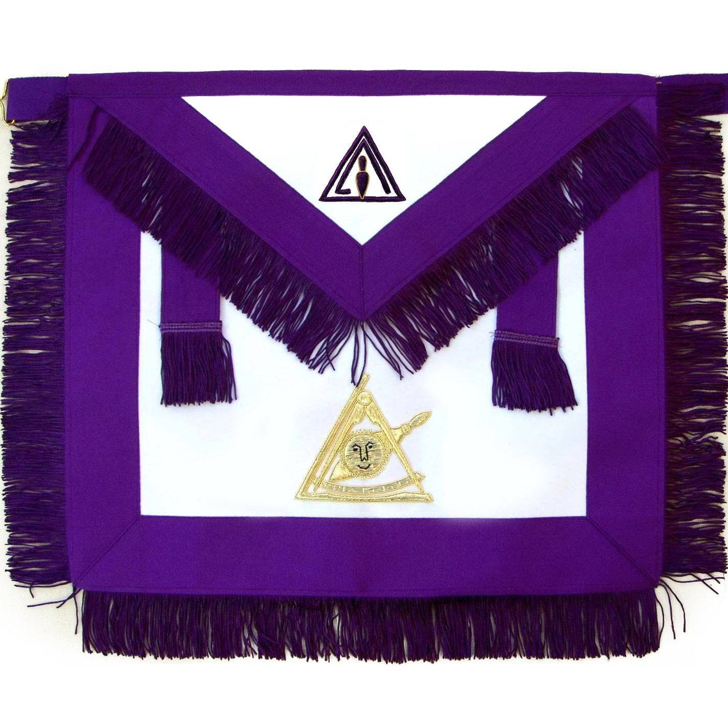 Past Illustrious Master Council Apron - Purple Hand Embroidery