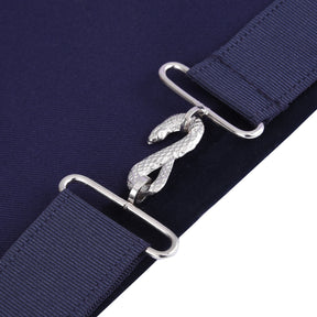 Secretary Blue Lodge Officer Apron - Navy Velvet With Silver Embroidery Thread - Bricks Masons