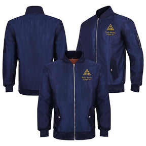 Royal Arch Chapter Jacket - Nylon Blue Color With Gold Embroidery - Bricks Masons