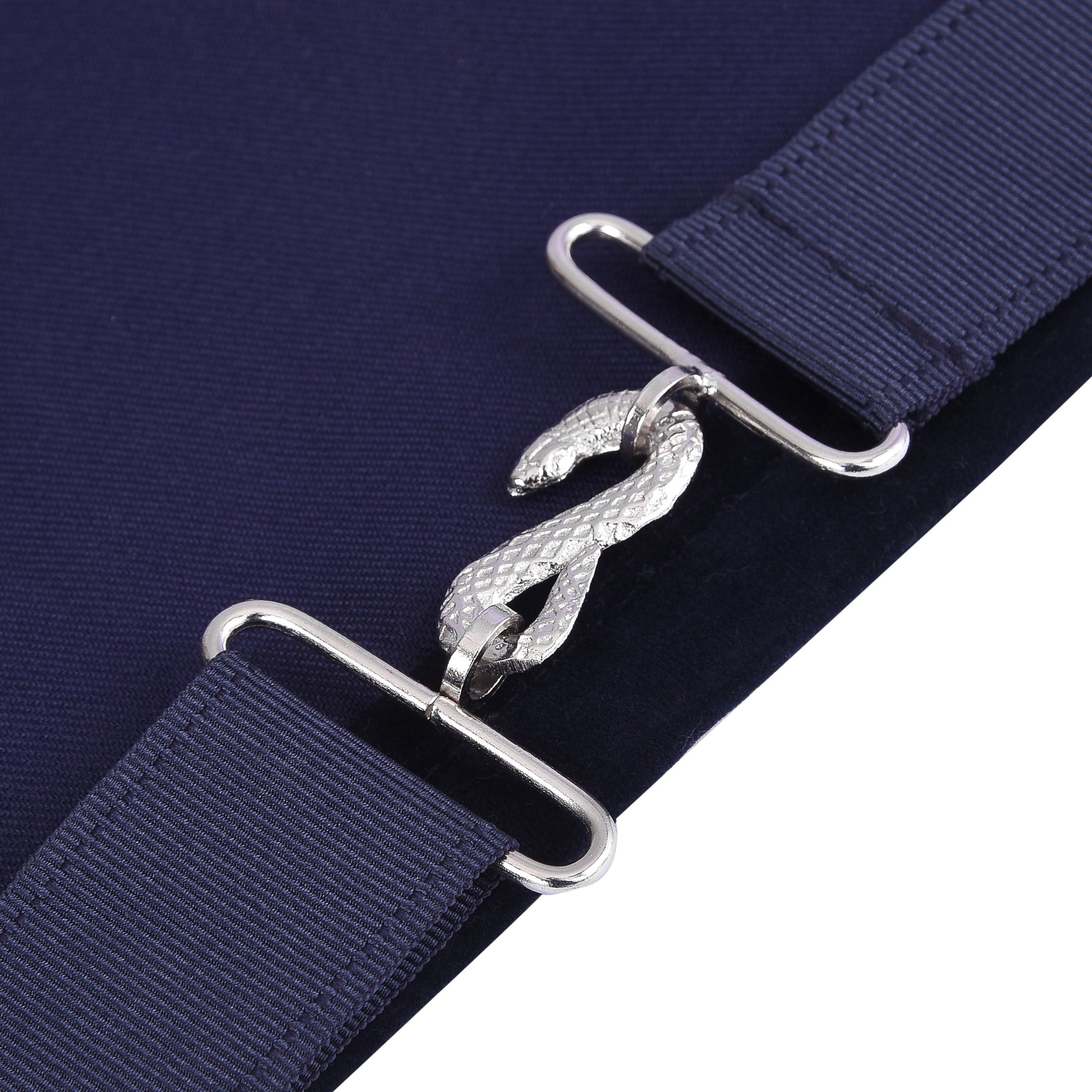 Tyler Blue Lodge Officer Apron - Kenton Lodge Navy Velvet With Silver Embroidery Thread - Bricks Masons