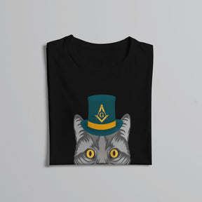 Master Mason Blue Lodge T-Shirt - Polyester Cat Design