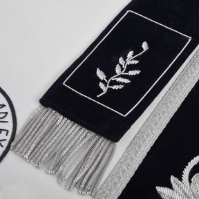 Worshipful Master Blue Lodge Apron - Blue Velvet With Silver Bullion & Fringe - Bricks Masons