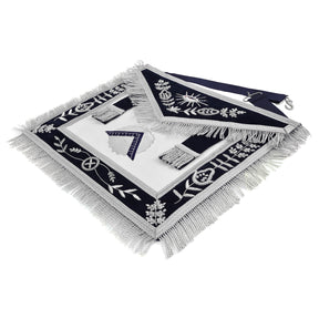 Worshipful Master Blue Lodge Officer Apron - Blue With Silver Fringe - Bricks Masons