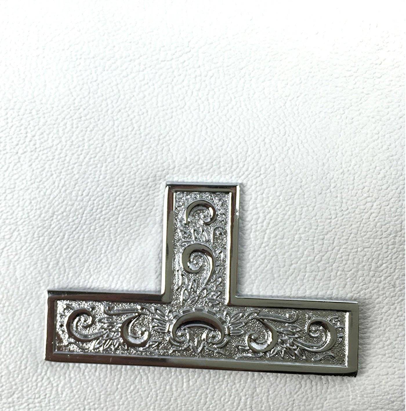 Worshipful Master Mark English Regulation Apron - Sky Blue & Maroon Moire - Bricks Masons