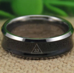 33rd Degree Scottish Rite Ring - Black Silver Edges - Bricks Masons