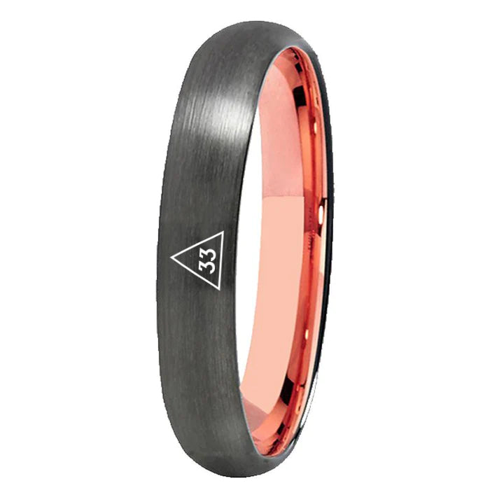 33rd Degree Scottish Rite Ring - Gunmetal With Rose Gold Tungsten - Bricks Masons