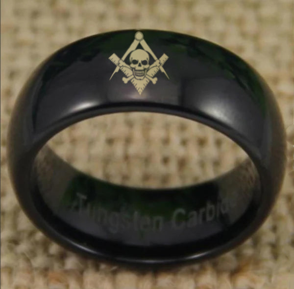 Widows Sons Ring - Black Dome Tungsten - Bricks Masons