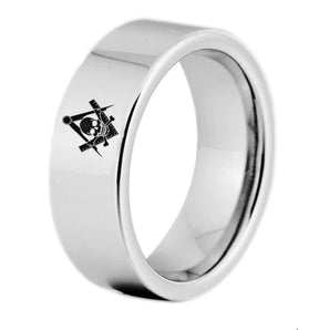 Widows Sons Ring - Silver Color Pipe Cut Tungsten - Bricks Masons