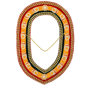 Shriners Chain Collar - Tricolor Backing with Gold Rhinestones - Bricks Masons