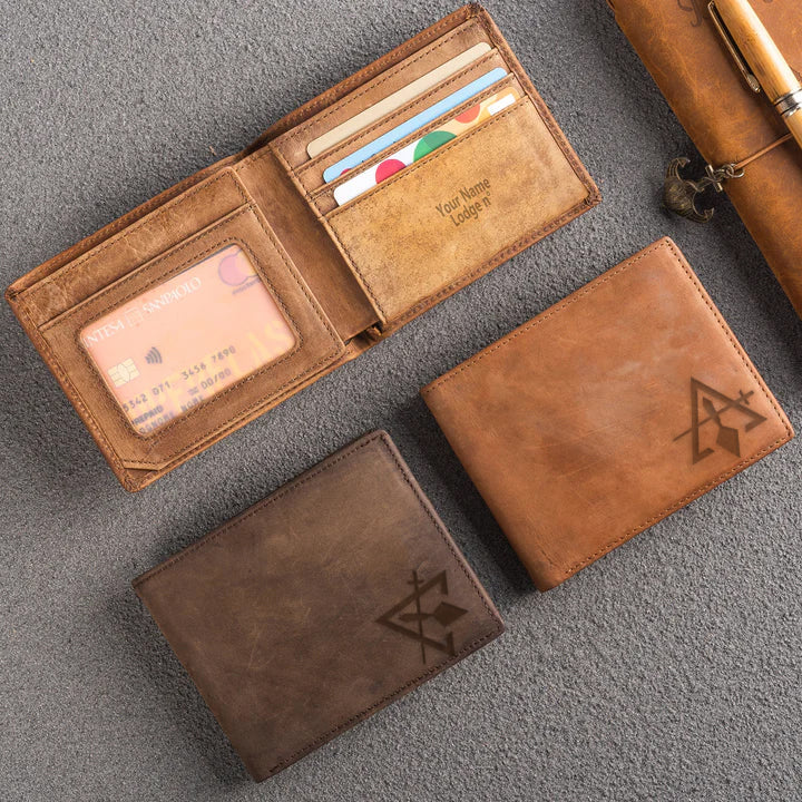 Handmade Leather Council Wallet - Light & Dark Brown - Bricks Masons