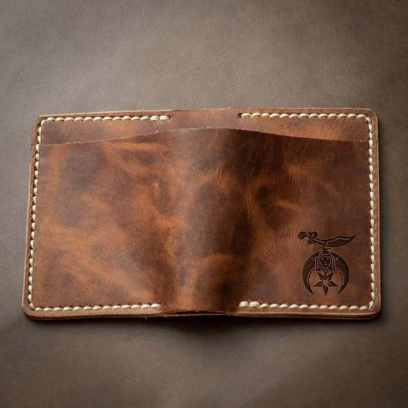 Shriners Wallet - Handmade Leather - Bricks Masons