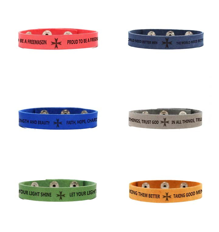 Order Of Malta Commandery Bracelet - Various Leather Colors - Bricks Masons