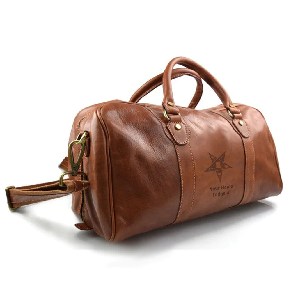 OES Travel Bag - Genuine Matte Brown Leather - Bricks Masons