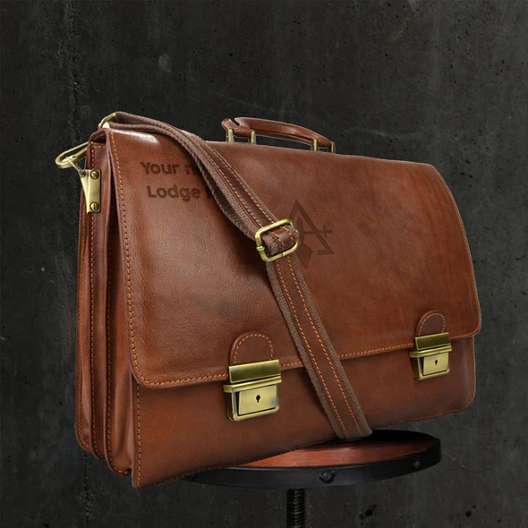 Council Briefcase - Genuine Brown Leather - Bricks Masons