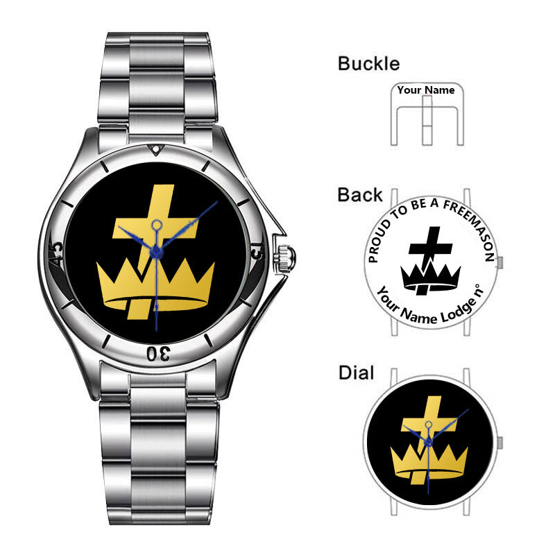 Knights Templar Commandery Wristwatch - Stainless Steel - Bricks Masons