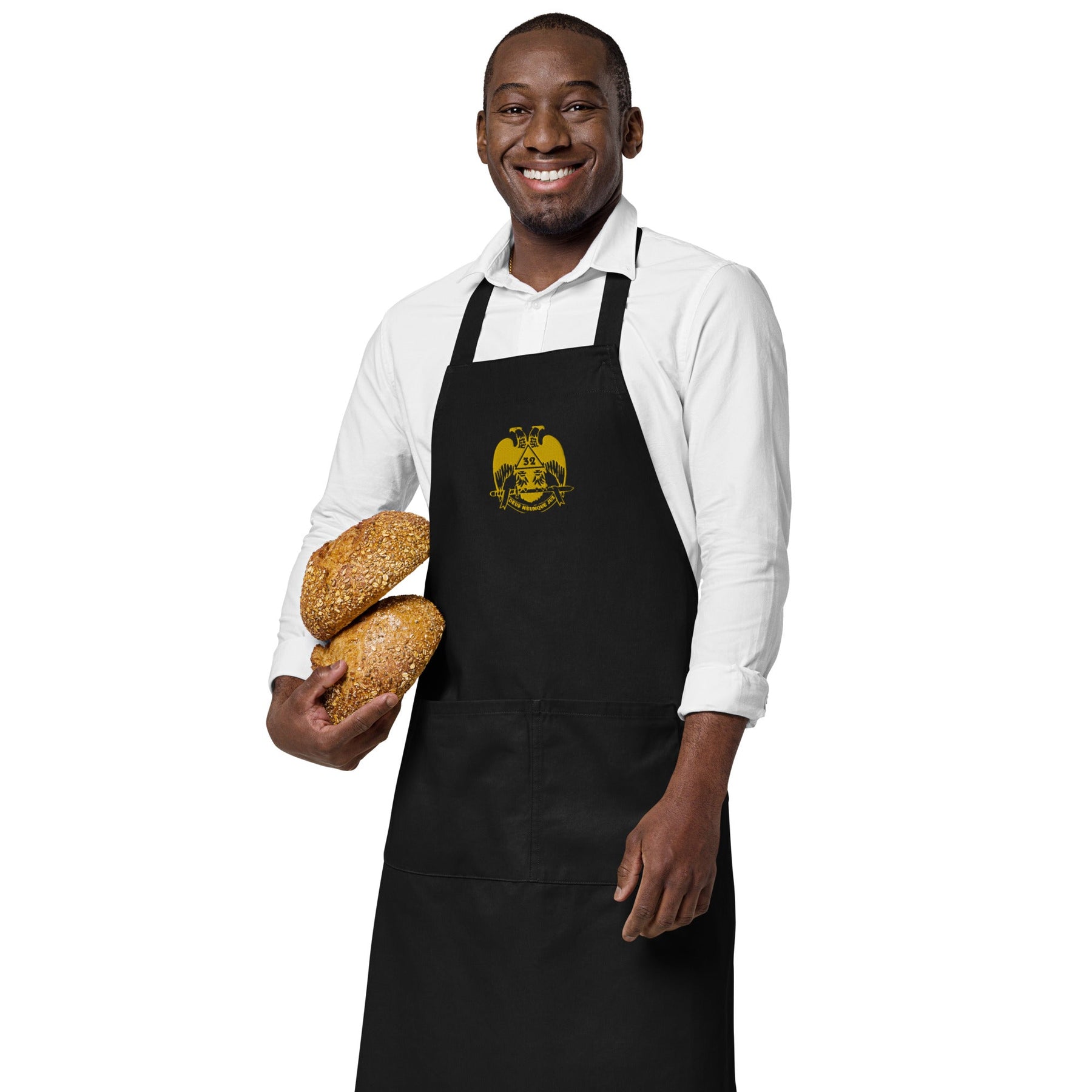 32nd Degree Scottish Rite Kitchen Apron - Wings Down Various Organic Cotton Colors - Bricks Masons