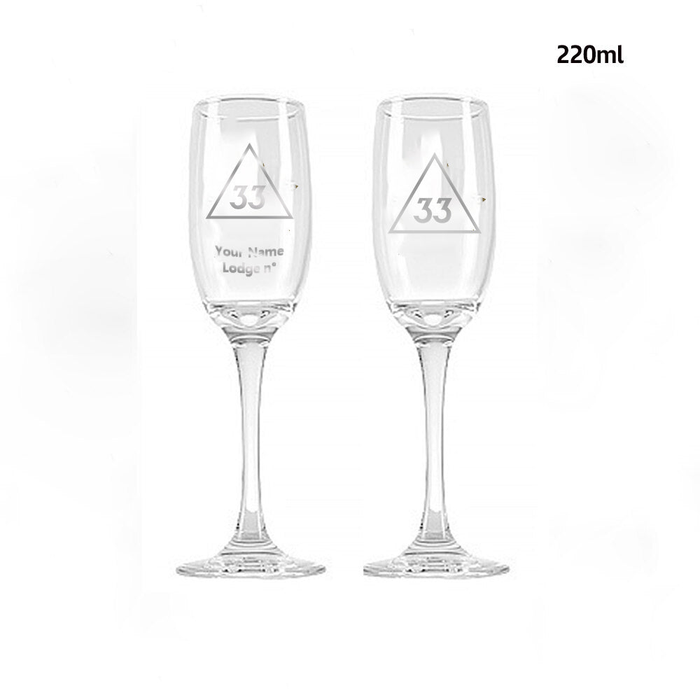 33rd Degree Scottish Rite Champagne Flute - 2 Pieces Set - Bricks Masons