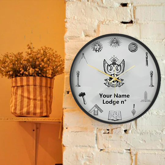 33rd Degree Scottish Rite Clock - Wings Up Frame with LED - Bricks Masons
