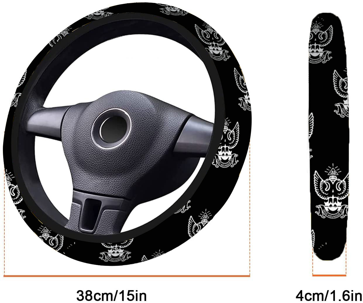 33rd Degree Scottish Rite Steering Wheel Cover - Wings Up White & Gold - Bricks Masons