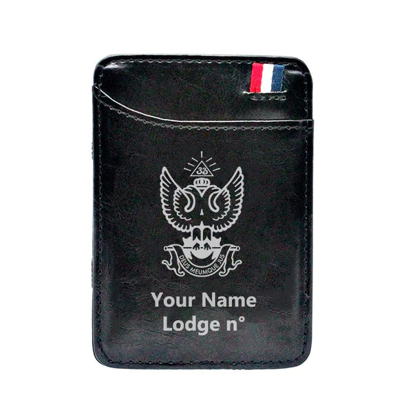 33rd Degree Scottish Rite Wallet - Wings Up Black & Brown - Bricks Masons