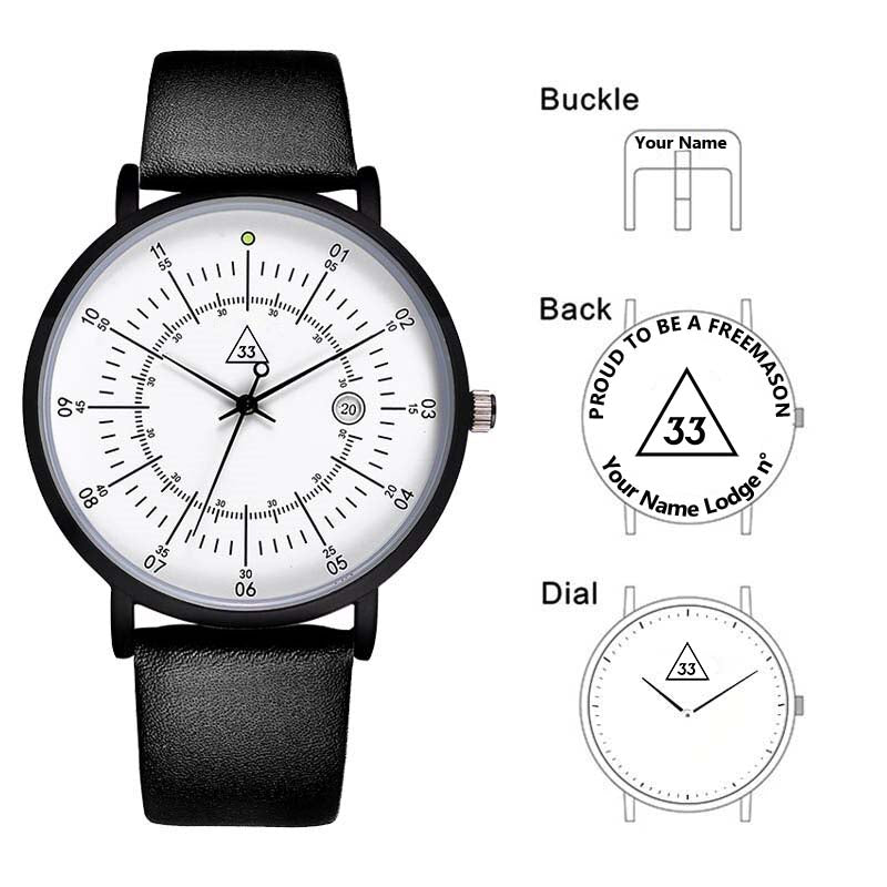 33nd Degree Scottish Rite Wristwatch - Leather Straps - Bricks Masons