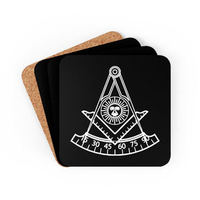 Past Master Blue Lodge California Regulation Coaster - Black & White - Bricks Masons