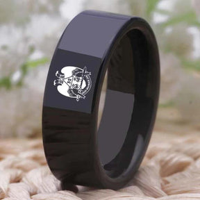 32nd Degree Scottish Rite Ring - Wings Down Black Tungsten - Bricks Masons