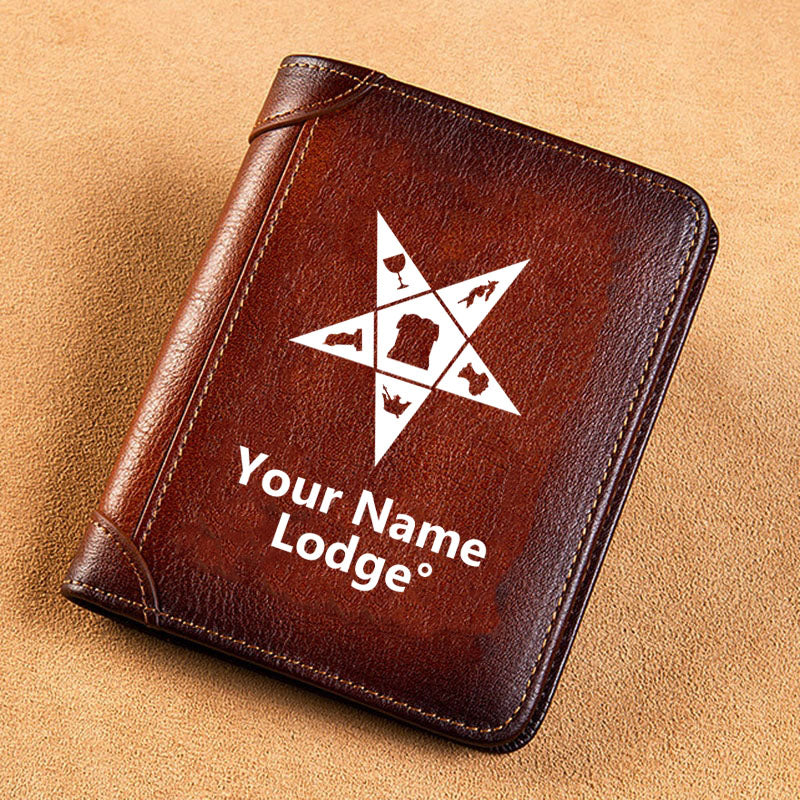 OES Wallet - Brown Leather - Bricks Masons