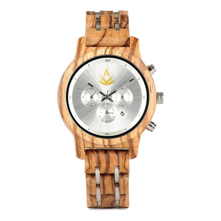 Past Master Blue Lodge Wristwatch - Various Wood Colors - Bricks Masons