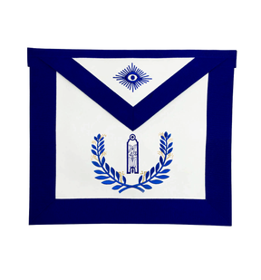 Junior Warden Blue Lodge Officer Apron - Royal Blue Wreath Embroidery - Bricks Masons