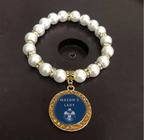 33rd Degree Scottish Rite Bracelet - Wings Down Gold and White - Bricks Masons