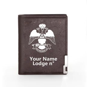 33rd Degree Scottish Rite Wallet - Wings Down Black & Brown - Bricks Masons