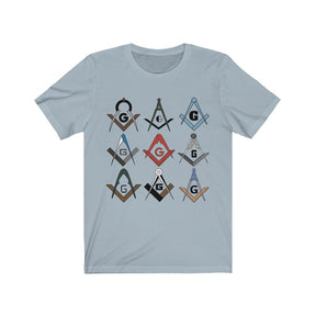 Master Mason Blue Lodge T-Shirt - Square & Compass G 4 Colors - Bricks Masons