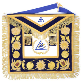 Past Grand Thrice Illustrious Master Royal & Select Masters English Regulation Apron - Blue Velvet & Gold - Bricks Masons
