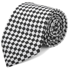 Masonic Necktie - Black & White Checkered Pattern - Bricks Masons