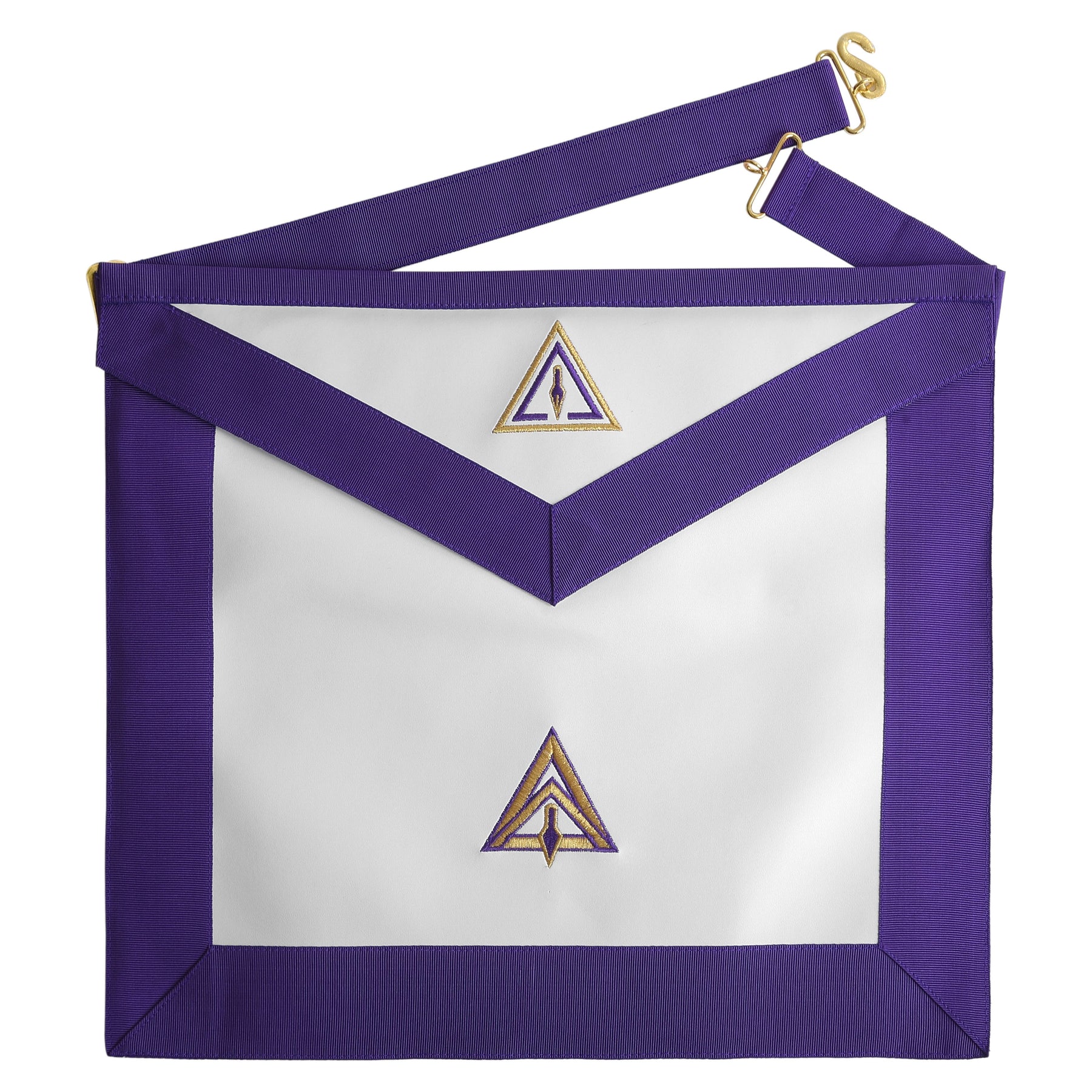 Royal & Select Masters English Regulation Apron - White & Purple Various Materials - Bricks Masons