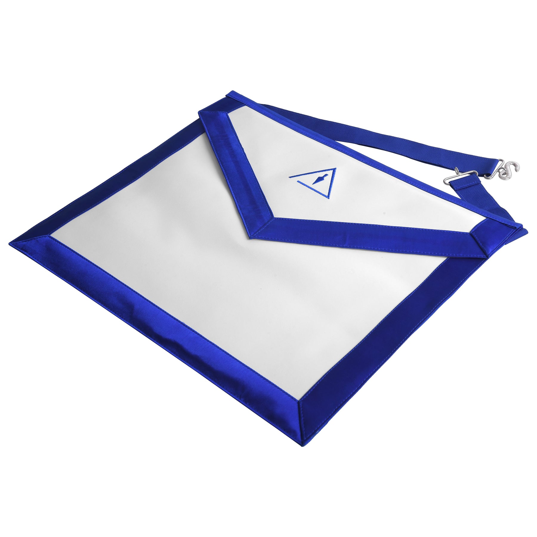 Royal & Select Masters English Regulation Apron - White & Blue Embroidery - Bricks Masons